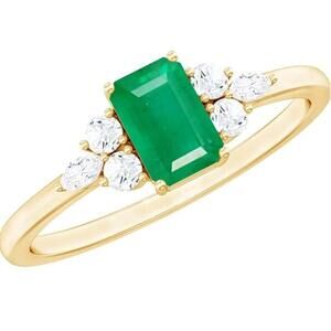 Rosec Jewels Certified 0.43 Carat Lab Grown Emerald Diamond Ring Sz 7 3/4